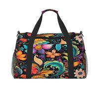 Mexpekil Borsone da viaggio colorato Paisley fiore floreale Patten Carry On Tote Borse per donne uomini Sport Gym Bag leggero Weekender Bag Borsa da notte con tracolla, Multi, Taglia unica, Borsone da