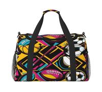 Mexpekil Borsone da viaggio colorato per calcio, calcio, basket, da viaggio, da uomo, donna, sport, fine settimana, palestra, borsone da portare, Multicolore, 19.7x10.2x13 in, Borsone da viaggio
