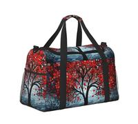Mexpekil Borsone da viaggio con albero rosso, borsa da viaggio, impermeabile, per sport, palestra, danza, grande, weekender, per la notte, pieghevole, da viaggio, per donne e uomini, Albero Rosso