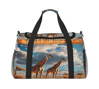 Mexpekil Borsone da viaggio con animali selvatici giraffa africana borsa tote per donne uomini sport palestra borsone leggero weekender borsa da notte con tracolla, Multi, Taglia unica, Borsone da