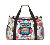 Mexpekil Borsone da viaggio con fiore colorato carino gufo uccello borse tote per donne uomini sport palestra borsone leggero weekender borsa da notte con tracolla, Multi, Taglia unica, Borsone da