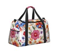 Mexpekil Borsone da viaggio con fiori rossi e blu, borsa da viaggio impermeabile, per sport, palestra, danza, grande, weekender, per la notte, pieghevole, da viaggio, per donne e uomini, Fiori rossi e