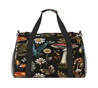Mexpekil Borsone da viaggio con foresta funghi farfalla lumache fiore borsone da viaggio borsa da uomo donna sport fine settimana notte palestra borsone borsa da trasporto, Multicolore, 19.7x10.2x13
