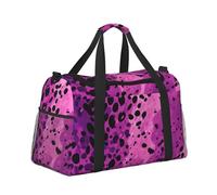 Mexpekil Borsone da viaggio con pelle di leopardo viola, borsa da viaggio impermeabile per sport, palestra, danza, grande, weekend, borsa da viaggio, pieghevole, per donne e uomini, Pelle di leopardo