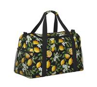 Mexpekil Borsone da viaggio con pianta di limone, impermeabile, per sport, palestra, danza, fine settimana, per la notte, pieghevole, da viaggio, per donne e uomini, Pianta di limone nero, Taglia