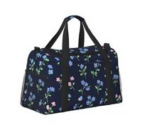 Mexpekil Borsone da viaggio con piccoli fiori rosa blu borsa da viaggio impermeabile per sport palestra danza borsa grande weekend pernottamento borsa da viaggio pieghevole per donne uomini, Piccoli