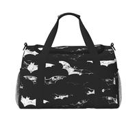 Mexpekil Borsone da viaggio con pipistrelli animali di Halloween borsone da viaggio da uomo donna sport fine settimana durante la notte palestra borsone borsa da trasporto, Multicolore, 19.7x10.2x13