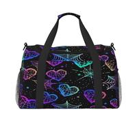 Mexpekil Borsone da viaggio con ragno viola sfumato con cuori da portare con sé borse tote per donne uomini borsa sportiva da palestra leggera borsa da weekend borsa da notte con tracolla, Multi