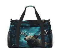 Mexpekil Borsone da viaggio con renna pittura artistica da portare con sé borse tote per donne uomini sport palestra borsone leggero weekender borsa da notte con tracolla, Multi, Taglia unica, Borsone