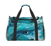 Mexpekil Borsone da viaggio con stampa marmorizzata verde foglia di tè borsa da viaggio unisex sport fine settimana durante la notte palestra borsone borsa da trasporto, Multicolore, 19.7x10.2x13 in,