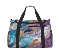 Mexpekil Borsone da viaggio con stampa marmorizzata viola foglia di tè borsa da viaggio unisex sport fine settimana durante la notte palestra borsone borsa da trasporto, Multicolore, 19.7x10.2x13 in,