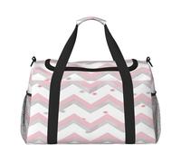Mexpekil Borsone da viaggio grigio rosa geometrico a zigzag borsone da viaggio borsa da uomo donna sport fine settimana notte palestra borsone borsa da trasporto, Multicolore, 19.7x10.2x13 in, Borsone