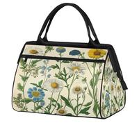 Mexpekil Borsone da viaggio impermeabile borsa da palestra Carry On Weekend Borse per la notte Grande bagaglio a mano borse per donne uomini bambini, Pianta Vintage Fiore