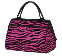 Mexpekil Borsone da viaggio impermeabile borsa da palestra Carry On Weekend Borse per la notte Grande bagaglio a mano borse per donne uomini bambini, Motivo Zebra rosa acceso