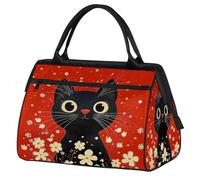 Mexpekil Borsone da viaggio impermeabile borsa da palestra Carry On Weekend Borse per la notte Grande bagaglio a mano borse per donne uomini bambini, Simpatico gatto ciliegia