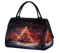 Mexpekil Borsone da viaggio impermeabile borsa da palestra Carry On Weekend Borse per la notte Grande bagaglio a mano borse per donne uomini bambini, Albero di Natale rosso magico