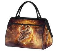 Mexpekil Borsone da viaggio impermeabile borsa da palestra Carry On Weekend Borse per la notte Grande bagaglio a mano borse per donne uomini bambini, Tigre Dorata