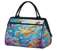 Mexpekil Borsone da viaggio impermeabile borsa da palestra Carry On Weekend Borse per la notte Grande bagaglio a mano borse per donne uomini bambini, Nuotata colorata tartaruga marina