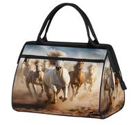 Mexpekil Borsone da viaggio impermeabile borsa da palestra Carry On Weekend Borse per la notte Grande bagaglio a mano borse per donne uomini bambini, Cavalli da corsa