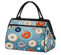 Mexpekil Borsone da viaggio impermeabile borsa da palestra Carry On Weekend Borse per la notte Grande bagaglio a mano borse per donne uomini bambini, Ciambelle con bandiera americana Usa