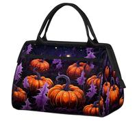 Mexpekil Borsone da viaggio impermeabile borsa da palestra Carry On Weekend Borse per la notte Grande bagaglio a mano borse per donne uomini bambini, Zucca Foglia Viola