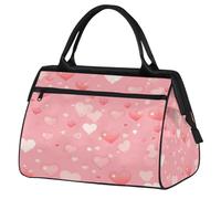 Mexpekil Borsone da viaggio impermeabile borsa da palestra Carry On Weekend Borse per la notte Grande bagaglio a mano borse per donne uomini bambini, A forma di cuore rosa