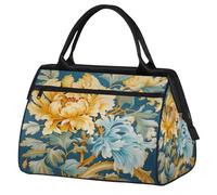 Mexpekil Borsone da viaggio impermeabile borsa da palestra Carry On Weekend Borse per la notte Grande bagaglio a mano borse per donne uomini bambini, Boho Fiori Gialli Foglie
