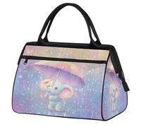 Mexpekil Borsone da viaggio impermeabile borsa da palestra Carry On Weekend Borse per la notte Grande bagaglio a mano borse per donne uomini bambini, Cartoon Elephant Ombrello Glitter
