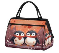 Mexpekil Borsone da viaggio impermeabile borsa da palestra Carry On Weekend Borse per la notte Grande bagaglio a mano borse per donne uomini bambini, Penguin Lover Cuore