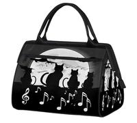 Mexpekil Borsone da viaggio impermeabile borsa da palestra Carry On Weekend Borse per la notte Grande bagaglio a mano borse per donne uomini bambini, Musica dei gatti neri