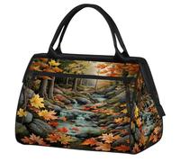 Mexpekil Borsone da viaggio impermeabile borsa da palestra Carry On Weekend Borse per la notte Grande bagaglio a mano borse per donne uomini bambini, Fiume Foresta d'autunno