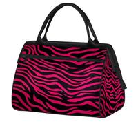 Mexpekil Borsone da viaggio impermeabile borsa da palestra Carry On Weekend Borse per la notte Grande bagaglio a mano borse per donne uomini bambini, Stampa zebra nera rosa acceso