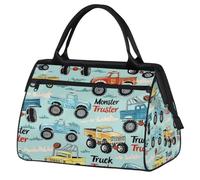 Mexpekil Borsone da viaggio impermeabile borsa da palestra Carry On Weekend Borse per la notte Grande bagaglio a mano borse per donne uomini bambini, Cartone animato camion