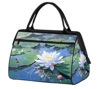 Mexpekil Borsone da viaggio impermeabile borsa da palestra Carry On Weekend Borse per la notte Grande bagaglio a mano borse per donne uomini bambini, Lago Lotus Leaf