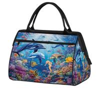 Mexpekil Borsone da viaggio impermeabile borsa da palestra Carry On Weekend Borse per la notte Grande bagaglio a mano borse per donne uomini bambini, Scena subacquea colorata