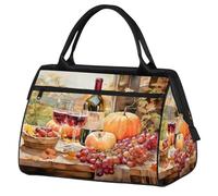 Mexpekil Borsone da viaggio impermeabile borsa da palestra Carry On Weekend Borse per la notte Grande bagaglio a mano borse per donne uomini bambini, Cibo Vino