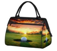 Mexpekil Borsone da viaggio impermeabile borsa da palestra Carry On Weekend Borse per la notte Grande bagaglio a mano borse per donne uomini bambini, Tramonto della pallina da golf
