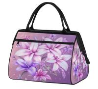Mexpekil Borsone da viaggio impermeabile borsa da palestra Carry On Weekend Borse per la notte Grande bagaglio a mano borse per donne uomini bambini, Fiori Glitter Viola Rosa