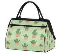 Mexpekil Borsone da viaggio impermeabile borsa da palestra Carry On Weekend Borse per la notte Grande bagaglio a mano borse per donne uomini bambini, Carino Cartoon Cactus Verde