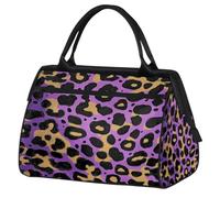 Mexpekil Borsone da viaggio impermeabile borsa da palestra Carry On Weekend Borse per la notte Grande bagaglio a mano borse per donne uomini bambini, Pelle Di Leopardo Giallo Viola