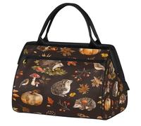 Mexpekil Borsone da viaggio impermeabile borsa da palestra Carry On Weekend Borse per la notte Grande bagaglio a mano borse per donne uomini bambini, Foglia di zucca riccio