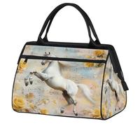 Mexpekil Borsone da viaggio impermeabile borsa da palestra Carry On Weekend Borse per la notte Grande bagaglio a mano borse per donne uomini bambini, Cavallo Giallo Rosa Musica