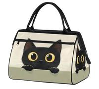 Mexpekil Borsone da viaggio impermeabile borsa da palestra Carry On Weekend Borse per la notte Grande bagaglio a mano borse per donne uomini bambini, Cartone animato gatto nero cercando