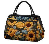 Mexpekil Borsone da viaggio impermeabile borsa da palestra Carry On Weekend Borse per la notte Grande bagaglio a mano borse per donne uomini bambini, Pianta Fiori Gialli