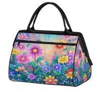 Mexpekil Borsone da viaggio impermeabile borsa da palestra Carry On Weekend Borse per la notte Grande bagaglio a mano borse per donne uomini bambini, Cartoon Art Fiori