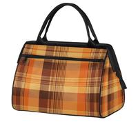 Mexpekil Borsone da viaggio impermeabile borsa da palestra Carry On Weekend Borse per la notte Grande bagaglio a mano borse per donne uomini bambini, Arancione Buffalo Check