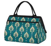 Mexpekil Borsone da viaggio impermeabile borsa da palestra Carry On Weekend Borse per la notte Grande bagaglio a mano borse per donne uomini bambini, Boho floreale color foglia di tè oro