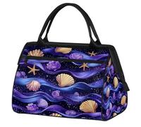 Mexpekil Borsone da viaggio impermeabile borsa da palestra Carry On Weekend Borse per la notte Grande bagaglio a mano borse per donne uomini bambini, Stella marina conchiglia viola
