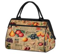 Mexpekil Borsone da viaggio impermeabile borsa da palestra Carry On Weekend Borse per la notte Grande bagaglio a mano borse per donne uomini bambini, Giornale Frutta