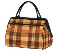 Mexpekil Borsone da viaggio impermeabile borsa da palestra Carry On Weekend Borse per la notte Grande bagaglio a mano borse per donne uomini bambini, Buffalo Check Arancione